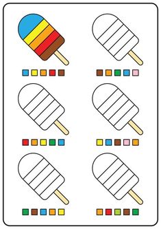 an ice cream coloring page with different shapes and colors on it, including popsicles