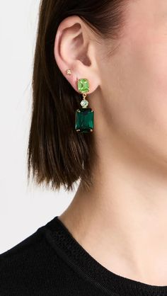 Jennifer Behr Justine Earrings | Shopbop Gem Drop Earrings, White Hoop Earrings, Photography References, The Bling Ring, Green Gem, Bling Ring, Jennifer Behr, Tourmaline Earrings, Gem Earrings