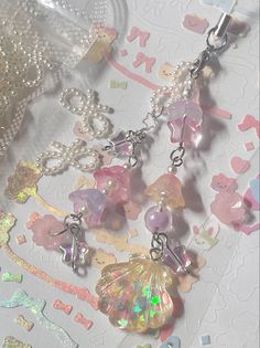 a close up of a necklace on a table