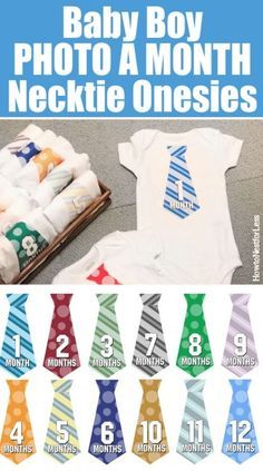 Baby boy photo a month free printable necktie onesies! Great gift idea! Sublimacion Ideas, Baby Month Stickers, Boy Diy, Baby Stickers, Baby Boy Photos, Shower Bebe, Baby Time, Everything Baby, Future Baby