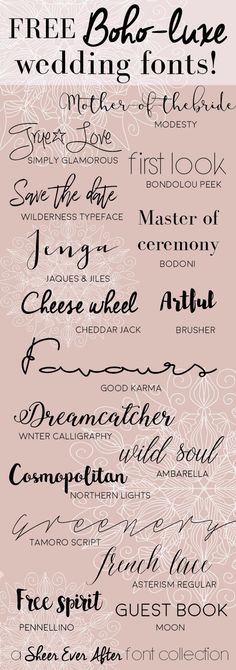 the different font and numbers used for wedding cards