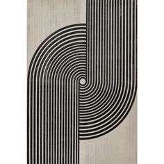 a black and white rug with an abstract design on the bottom, in front of a white background