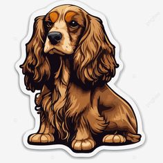 a brown dog sticker with an orange spot on it's face, sitting down