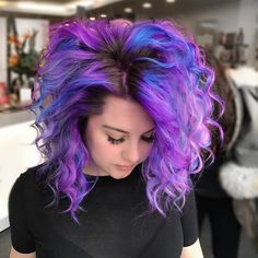 Purple And Blue Hair, Hairdressing Training, Galaxy Hair, Balayage Blonde, Hair Color Purple, Pretty Hair Color, Hair Dye Colors, Strawberry Blonde, Mermaid Hair