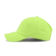 Forever ingrained in American culture as a sporty color, this “Lime” dad hat is the epitome of athleisure. Make a bold statement with an equally bold color. Made from durable cotton with pinpoint distressing to give it a vintage flair, which we highly recommend in the dad hat style. We’ve searched high and low for the best premium basics in the country and this is it. High in quality at the right price. This dad hat sacrifices nothing. A favorite at Hat Heaven headquarters for a myriad of reason Trendy Dad Hat Cap, One Size Fits Most Dad Hat For Streetwear, Green Visor Dad Hat For Streetwear, Green Cap For Streetwear, Trendy Solid Color Visor Hat, Green Summer Dad Hat, Spring Solid Color Snapback Baseball Cap, Green Summer Visor Baseball Cap, Green Curved Brim Baseball Cap For Beach