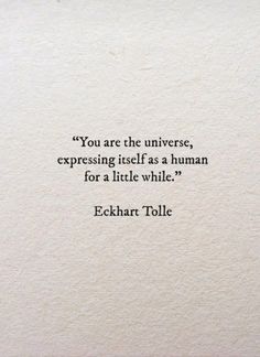 a quote from echakrt tolle on the topic of'you are the universe, expressing itself as a human for a little while