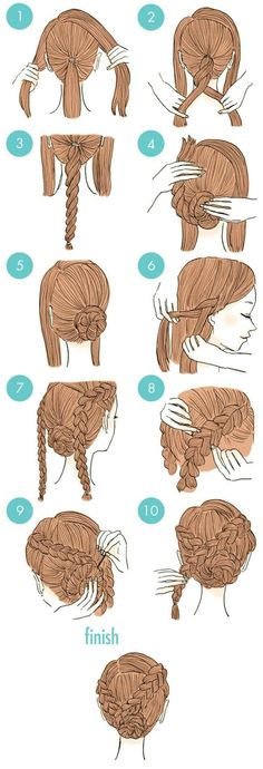 Cross braid and bun Trendy We Fryzurach, Cute Quick Hairstyles, Cute Simple Hairstyles, Simple Wedding Hairstyles, Easy Hairstyle, Peinados Fáciles Para Cabello Corto, Kraf Diy, Penteado Cabelo Curto, Hair Updo