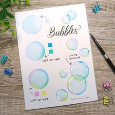 a watercolor drawing with bubbles on it