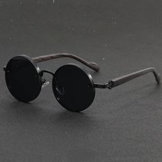 Round Sunglasses, Great Retro Look Measurements In The Pictures Brand New 90s Sunglasses, Black Round Sunglasses, Round Sunglasses Vintage, Awesome Outfits, Round Glasses, New Retro, Black Cap, Retro Sunglasses, Retro Look