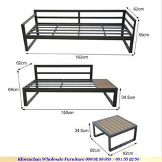 the measurements for a wooden and metal bed frame with slatted headboard, foot rest