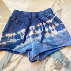 Blue Tie-Dye Aqua Shorts Super Comfortable Drawstring At Waist Pockets On Sides Never Worn, Tags Still Attached Chicago Drill, Milly Rock, Obx Life, Aqua Shorts, Blue And White Shorts, Tie Dye Colors, Kid Cudi, Acid Wash Denim, Belted Shorts