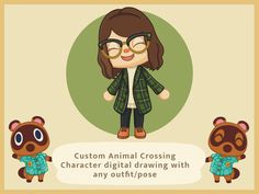 an animal crossing character drawing with any outfit / pose