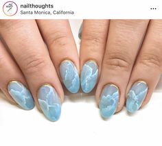 Cloud Marble Nails, Marbled Blue Nails, Sky Blue Marble Nails, Blue Quartz Nails, Light Blue Marble Nails, Blue Sea Nails, Marble Blue Nails, Nail Art Designs Aesthetic, Blue Cloud Nails