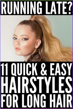 11 Lazy Hairstyles for Long Hair | If you're looking for running late hairstyles that go above and beyond a low ponytail and classic messy bun, these ideas will inspire you! Perfect for straight and curly hair, these updo hairstyles are easy to re-create and are so cute and chic, From simple braids, to a loose low bun, to a gorgeous half up do, these quick hairstyles will make you look put together on even your laziest days! Lazy Hairstyles For Long Hair, Loose Low Bun, Late Hairstyles, Running Late Hairstyles, Half Up Do, Straight And Curly Hair, Simple Braids, Lazy Girl Hairstyles, Half Updo Hairstyles