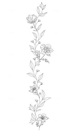 a line drawing of flowers on a white background