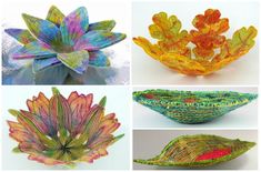 four different types of decorative glass flowers