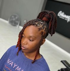 Loc Barrels, Medium Locs Hairstyles, Knotless Braids Over Locs, Short Dreads Styles For Women, Braided Loc Updo, Braids Over Locs, Lock Hairstyles, Dreadlock Ideas, Short Dread Styles