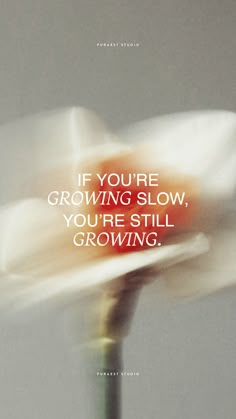 a flower with the words if you're growing slow, you're still growing