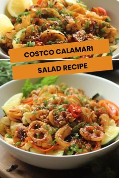 Costco Calamari Salad Recipe Calamari Salad Recipes, Calamari Salad, Vegetable Quinoa, Toasted Pine Nuts, Healthy Salad, December 4, How To Cook Quinoa