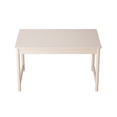 a white table with two legs and a square top on an isolated white background for use as a coffee table