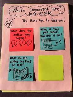 a piece of paper with sticky notes attached to it that says, what's important here? try these tips to find out