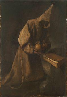 a painting of an old woman with a book and apple