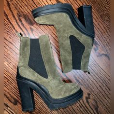 Marc Fisher Ramio Heeled Boot Womens Shoe Size: 5m Color: Dark Green Suede Green Wedges, Womens Shoe, Green Suede, Marc Fisher, Wedge Boots, Heeled Boots, Bootie Boots, Dark Green, Chelsea