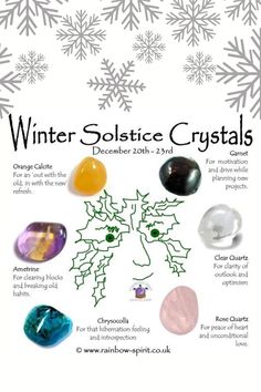 an advertisement for winter solstic crystals