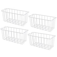 three white wire baskets sitting next to each other