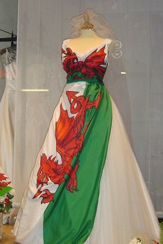 Welsh wedding dress Northern Wales, Welsh Wedding, Dragon Dress, Welsh Cakes, Dragon Wedding, Welsh Language, Wales Rugby, Love Spoons