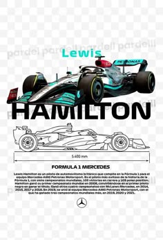 the new williams racing car is shown in this poster, which features an image of lewis's