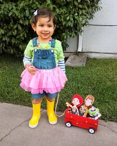 Toy Story Bonnie Costume, Family Of 4 Costumes With Baby, Toddler Costumes Girl Diy, Cute Toddler Halloween Costumes Girl, Cute Toddler Costumes Girl, Family Toddler Halloween Costumes, Bonnie Toy Story Costume, Toy Story Family Costumes Diy, Unique Toddler Girl Halloween Costumes