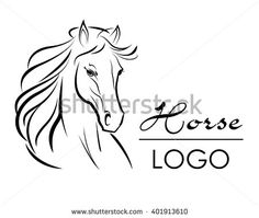 horse logo design on white background with black and white outline, suitable for use in printing or