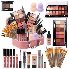 PRICES MAY VARY. 【All In One Makeup Set】 1 x Makeup storage bag, 2x14 Color Eyeshadow Palette，5 x Lip Gloss，3 x Foundation （Different styles），1 x Mascara，1 x Eyebrow Pencil，1 x Eyeliner，1 x Contour Stick，1 x Eyebrow powder, 2 x Powder Puff, 20 x Makeup Brushes 【Quality�】Professional matte eyeshadow palette super soft and highly pigmented,waterproof,excellent ductility,strong adhesion.It can long last for all day long. 【LONG LASTING】 Our cosmetics lasting color effect can be used for a long time. Make Up Kit Professional, Makeup Palette Collection, All In One Makeup, Selena Pictures, Eyebrow Powder, Makeup Storage Bag, Matte Eyeshadow Palette, Contour Stick, Makeup Gift Sets