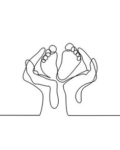 one continuous line drawing of two hands holding each other