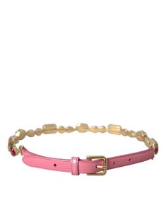 Dolce & Gabbana Pink Leather Crystal Chain Belt Dolce Gabbana Belt, Embellished Belt, Crystal Chain, Dolce E Gabbana, Chain Belt, Boot Pumps, Dolce & Gabbana, Pink Leather, Casual Boots