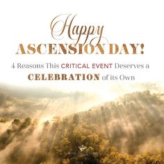 an aerial photo with the words happy ascension day on it and trees in the background