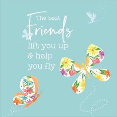 the best friends lift you up and help you fly with butterflies on blue canvas wall art