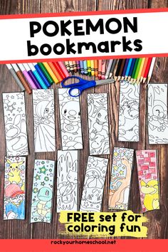 Twelve printable Pokemon bookmarks to color with markers, crayons, color pencils, and scissors. Bookmarks Simple, Pokemon Bookmark, Bookmarks To Color, Fun With Kids, Free Printable Bookmarks