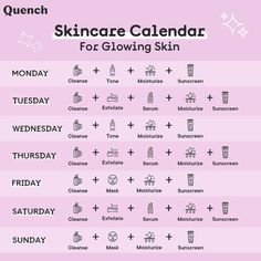 Skin Care Calendar, Skincare Calendar, Weekly Skin Care Routine, Korean Skin Care Secrets, Haut Routine, Skin Care Basics, Face Skin Care Routine, Skin Advice, Skin Care Routine Order