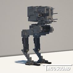 an image of a robot made out of legos in grey and black color scheme