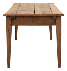 an old wooden table with two legs and a small square top on the bottom, isolated against a white background