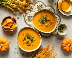 Bowls of Butternut Squash Soup made with Coconut Milk Squash Soup With Coconut Milk, Soup With Coconut Milk, Frozen Butternut Squash, Coconut Milk Soup, Butternut Squash Recipes Soup, Roasted Butternut Squash Soup, Butternut Squash Recipes, The Soup