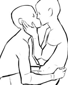 a drawing of two people kissing each other