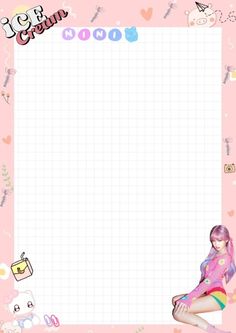 Note Paper Cute, Printable Paper Patterns, Paper Cute, Grid Paper, Borders For Paper, Cute Notes, Notes Template, Pink Paper, Jennie Kim