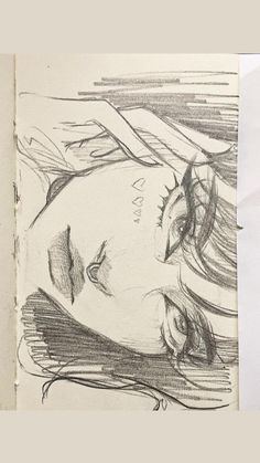 a drawing of a woman's face with her eyes closed