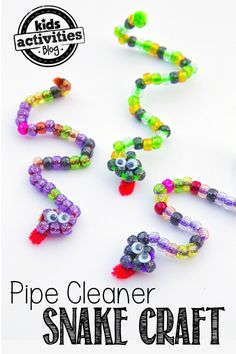 pipe cleaner snake craft for kids to make with beads and glue on the end,