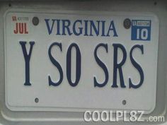 a license plate that says y'so srs