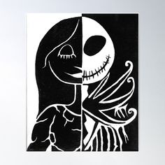 High-quality posters to hang in dorms, bedrooms or offices. Multiple sizes are available. Printed on 185gsm semi gloss poster paper. Additional sizes are available. I painted this for my parent's Nightmare Before Christmas themed bathroom. Diy Nightmare Before Christmas Decor, Christmas Bulletin Board, Jack Skeleton, Themed Bathroom, Christmas Bulletin, White Poster, Jack And Sally, Black And White Posters