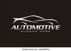 an abstract car logo with the word automotive written in silver color on a black background